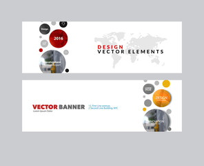 vector set of modern horizontal website banners with points circ