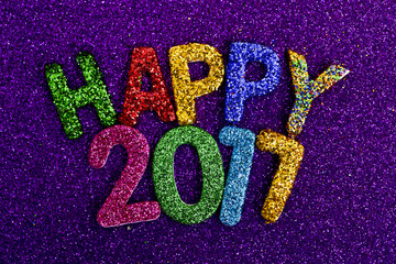 Wall Mural - glittering letters forming the text happy 2017