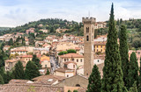 Fototapeta Sawanna - View of city center of Fiesole with cathedral tower.