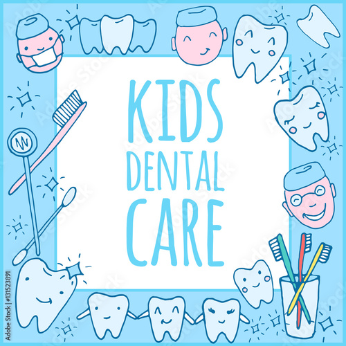 Kids Dental Care Practice Poster Template Kawaii Dentist Vector Kids Dental Care Practice Poster Template Kawaii Dentist Vector Set Of Hand Drawn Objects Cute Sketch With Doctor Teeth Toothbrush Smile And