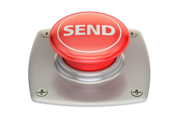 Sticker - Send red button, 3D rendering