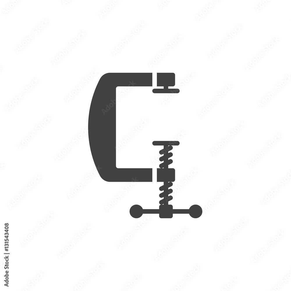 C clamp icon vector, filled flat sign, solid pictogram isolated on ...