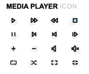 Wall Mural - vector flat media player icons set
