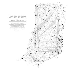 Poster - Abstract polygonal space low poly Smartphone in hand with connecting dots and lines. Wireframe Smartphone connection structure. Futuristic Vector Illustration.