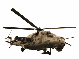 Helicopter Mi-24V Mi-35 isolated sepia