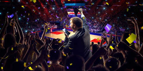 Wall Mural - Business person in basketball court Fans on stadium game