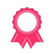 Pink Badge Seal With Ribbons Vector Isolated