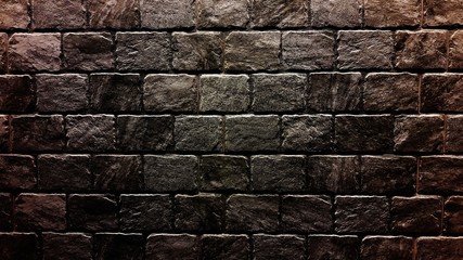 Old brick wall background. Grunge texture. Black wallpaper. Dark tone