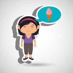 girl cartoon ice cream vector illustration eps 10