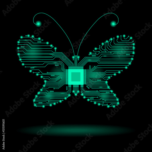 Abstract Butterfly. Electronic circuit butterfly. Vector illustration