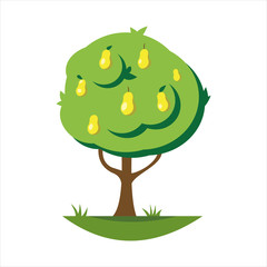 Wall Mural - Cartoon pear tree vector illustration