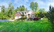 © Jo Ann Snover - Panoramic view of a suburban home in Spring