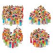 © mix3r - flat illustration of male community with a crowd of guys and men