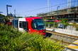 Train at light rail station, Sydney, Australia