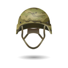 Paintball Military Modern Camouflage Helmet. Army Symbol Of Defense.