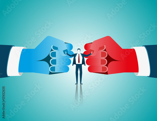 Fotomural Businessman mediate with lawyer separating two fist glove opposi