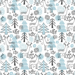Fototapete - Christmas vector seamless pattern