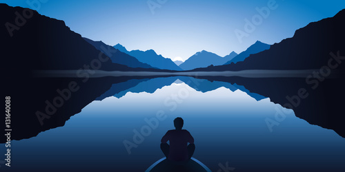 Un Homme Zen Assis A L Avant D Une Barque Medite En Contemplant Le Paysage Calme Et Magnifique D Un Lac Entoure De Montagnes Buy This Stock Vector And Explore Similar Vectors At Adobe Un Homme Zen Assis A L Avant D Une Barque Medite En Contemplant Le Paysage Calme Et Magnifique D Un Lac Entoure De Montagnes Buy This Stock Vector And Explore Similar Vectors At Adobe