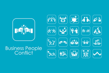 Wall Mural - set of business people conflict simple icons