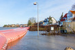Pink drain against the storm Urd in Frederikssund, Denmark