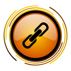 Aufkleber - Chains sign vector icon. Modern design round orange button isolated on white square background for web and application designers in eps10.
