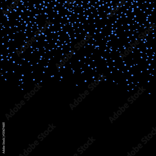 Blue confetti celebration isolated on black background. Falling