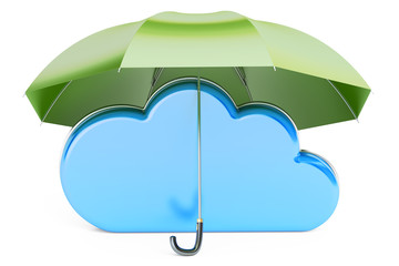 Canvas Print - Computing Cloud covered by umbrella. Security and protection con