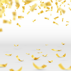 Wall Mural - golden confetti falls isolated. vector illustration.