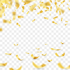 Wall Mural - golden confetti falls isolated. vector illustration.