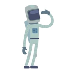 Wall Mural - Cute astronaut in space, working and having fun.