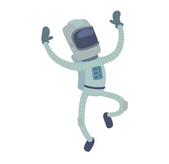 Wall Mural - Cute astronaut in space, working and having fun.