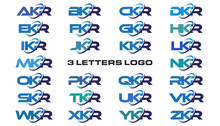 3 Letters Modern Generic Swoosh Logo AKR, BKR, CKR, DKR, EKR, FKR, GKR, HKR, IKR, JKR, KKR, LKR, MKR, NKR, OKR, PKR, QKR, RKR, SKR, TKR, UKR, VKR, WKR, XKR, YKR, ZKR