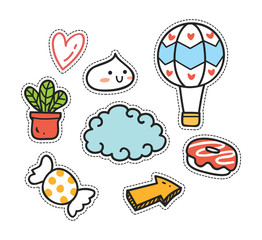 set of cute patch isolated on white background