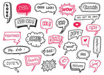 Poster - Cute speech bubble doodle set