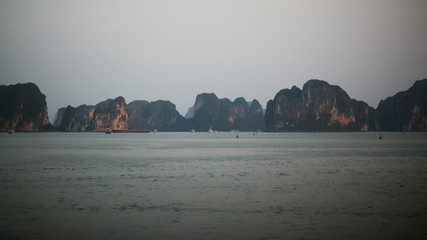 Mountain scenery at Halong Bay, North Vietnam.