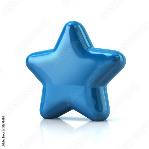 Blue star icon 3d illustration isolated on white background Stock