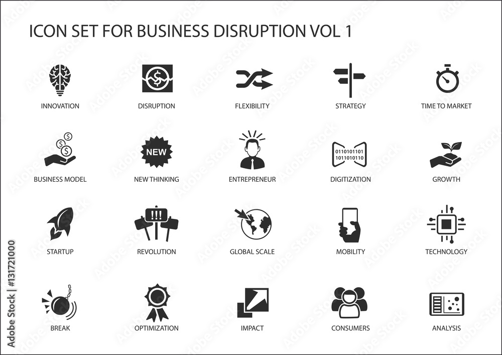Digital business disruption icon set Stock Vector | Adobe Stock