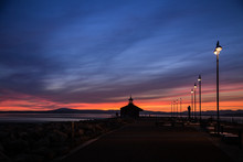 A Beautiful Colorful Sunset View On The Morecambe Beach