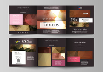Wall Mural - set of business templates for tri fold square design brochures. leaflet cover, abstract vector layou