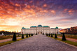 Upper Palace in historical complex Belvedere at sunrise, colorful landscape, Vienna, Austria