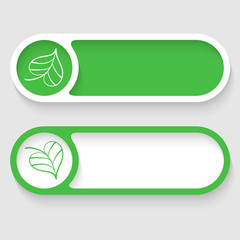 Set of two vector abstract buttons and leaf icon