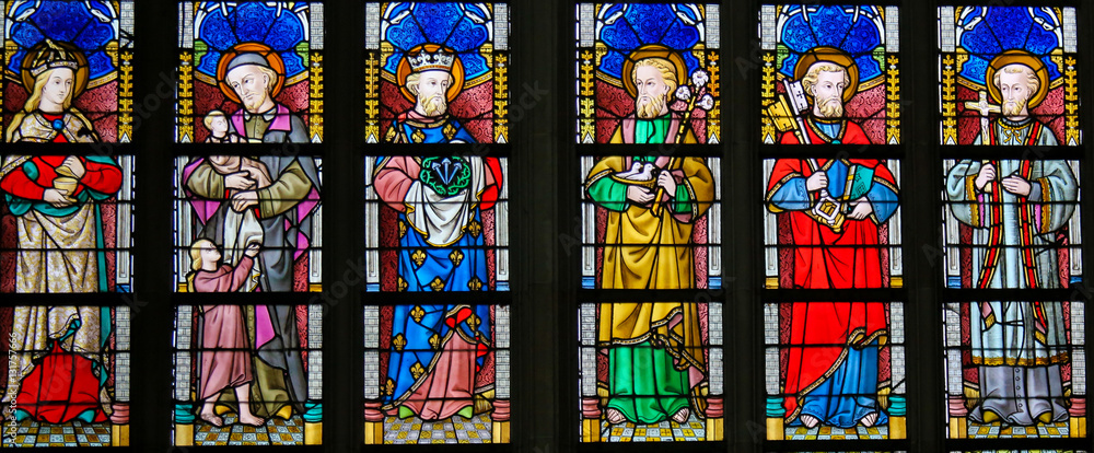 Stained Glass - Catholic Saints - obrazy, fototapety, plakaty 