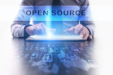 Wall Mural - open source concept. businessman working with modern tablet pc.