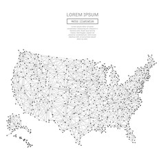 Leinwandbilder - Abstract polygonal space low poly USA map with connecting dots and lines. Wireframe USA connection structure. Futuristic Vector Illustration.