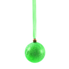 Green Christmas ball isolated on white background New Year