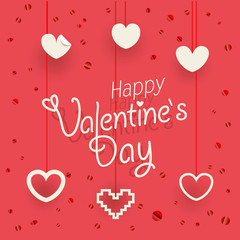 Aufkleber - Valentines greeting card. Different shiny vector hearts illustra