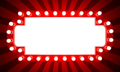 Wall Mural - Glowing retro cinema banner with rays