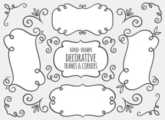 Wall Mural - Collection of cute hand drawn frames and calligraphic elements.