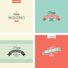 Wall Mural - Valentine's Day set of symbols.Valentine's day illustrations and typography elements with retro vintage styled design. Vector set of typographic Valentines label designs.