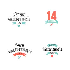 Wall Mural - Valentine's Day set of symbols.Valentine's day illustrations and typography elements with retro vintage styled design. Vector set of typographic Valentines label designs.